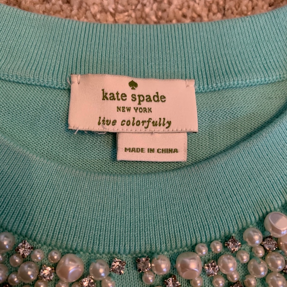 kate spade Teal Blouse with Embellished Collar - Picture 5 of 6
